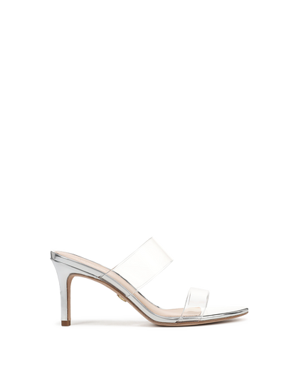 Veronica Beard | Asha Mid-Heel Sandal in Silver Silver