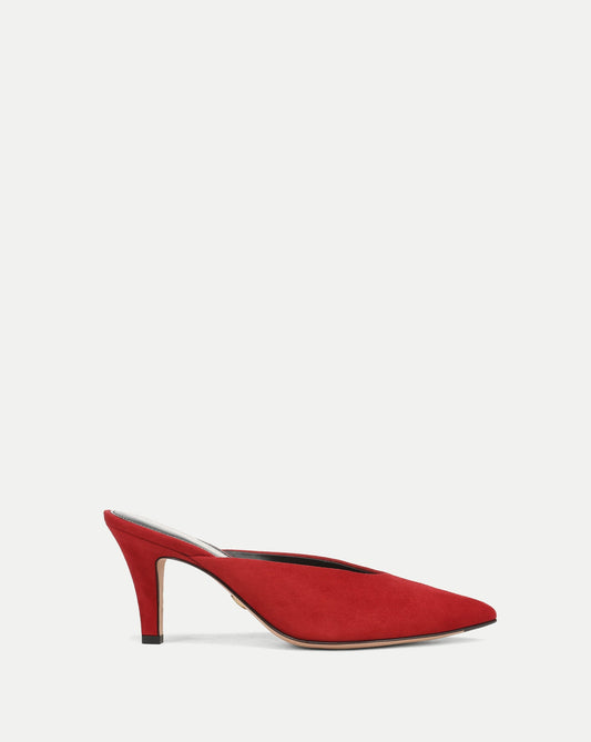 Veronica Beard | Rochelle Suede Mule in Red Crimson