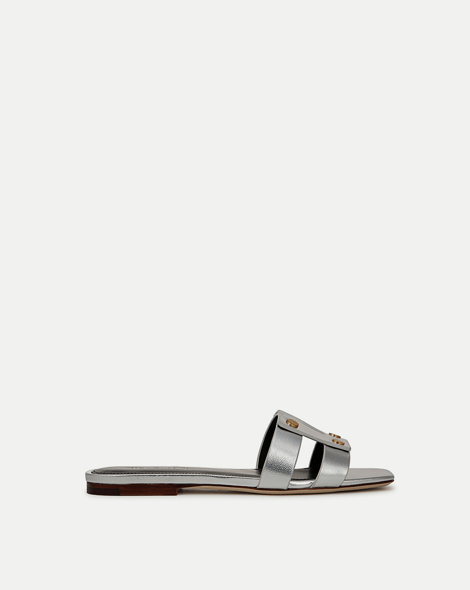 Veronica Beard | Via Slide Sandal in Silver Silver