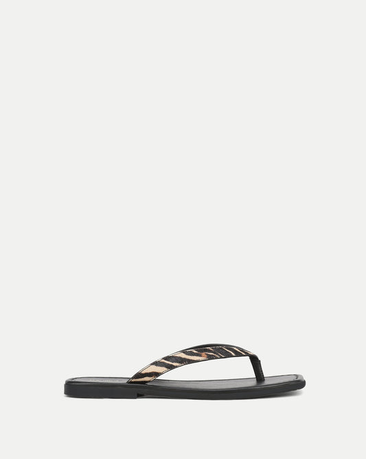 Veronica Beard | Clea Calf Hair Flip-Flop Sandal in Zebra Ziger