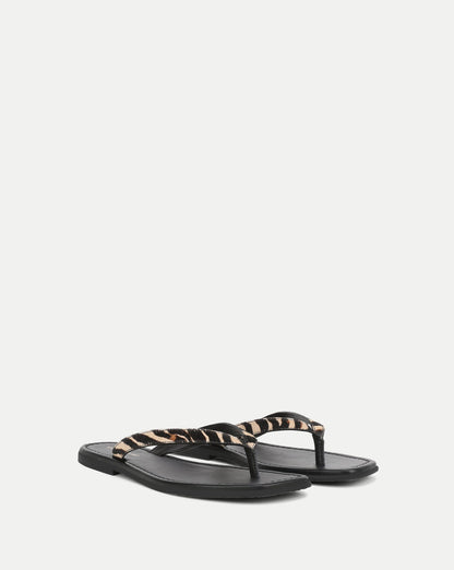 Veronica Beard | Clea Calf Hair Flip-Flop Sandal in Zebra Ziger