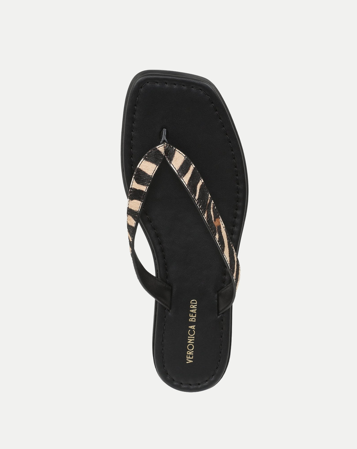 Veronica Beard | Clea Calf Hair Flip-Flop Sandal in Zebra Ziger
