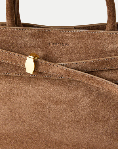 Veronica Beard | Veronica Beard Suede Dash Bag in Brown Bark Bark