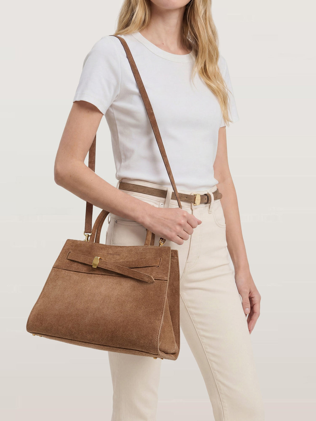 Veronica Beard | Veronica Beard Suede Dash Bag in Brown Bark Bark