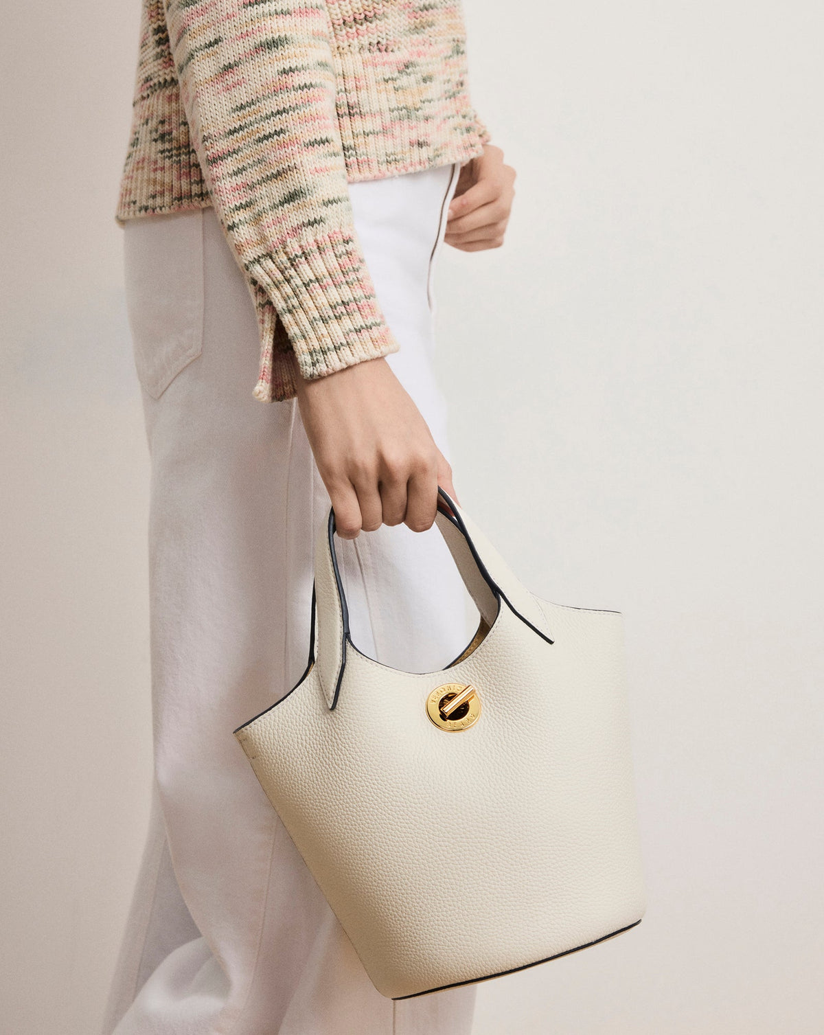 Veronica Beard | Anchor Top-Handle Bag in Off White Leather Off-White