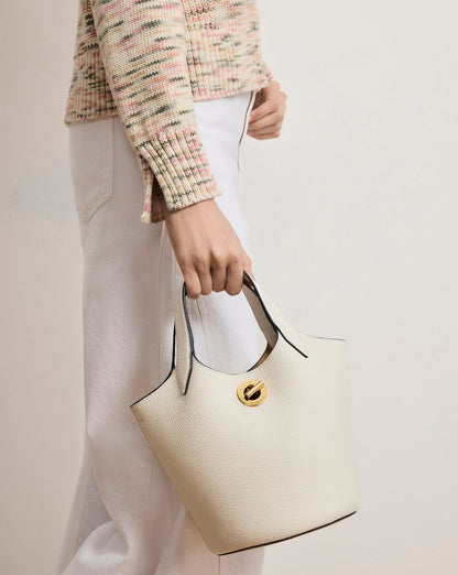 Veronica Beard | Anchor Top-Handle Bag in Off White Leather Off-White