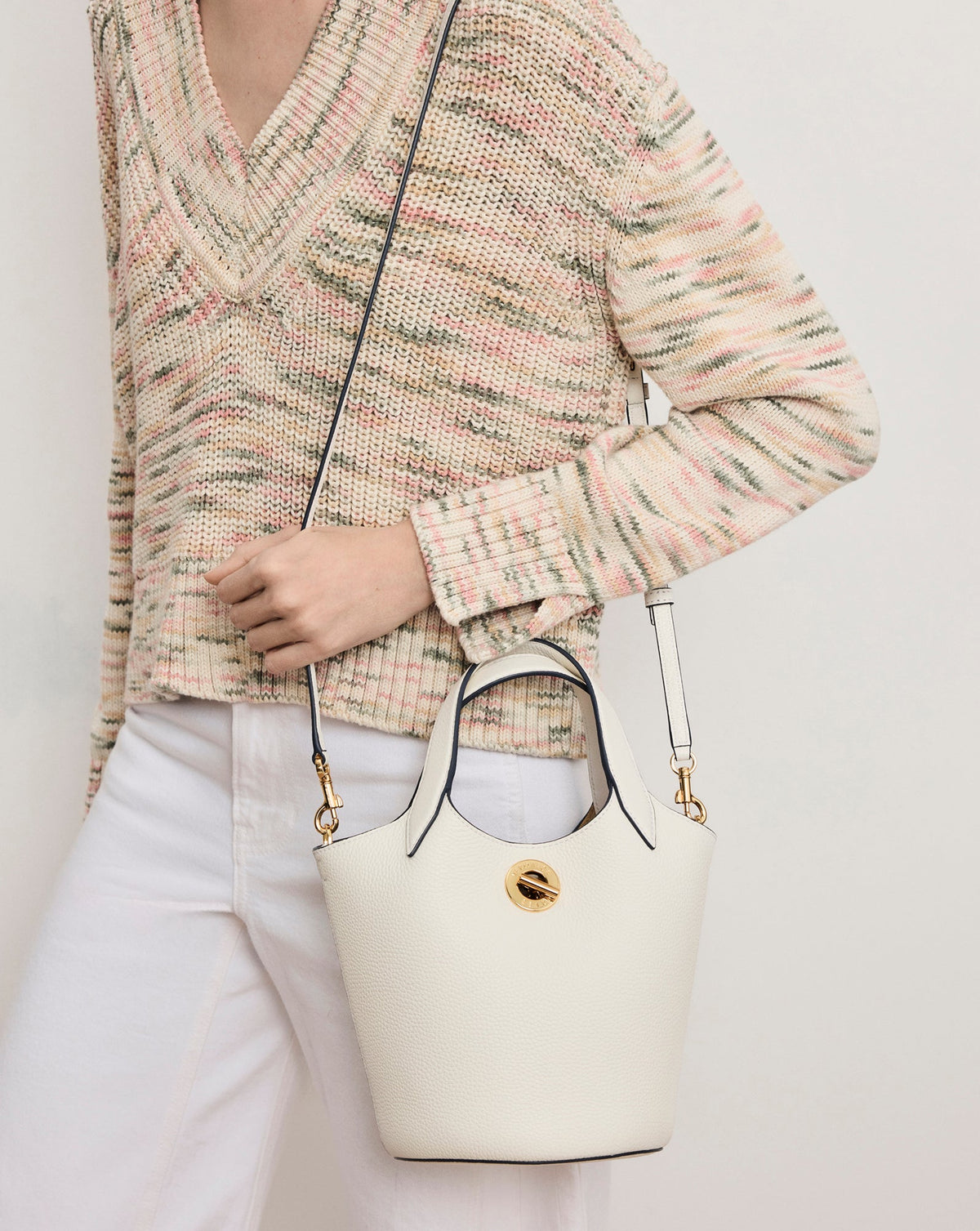 Veronica Beard | Anchor Top-Handle Bag in Off White Leather Off-White