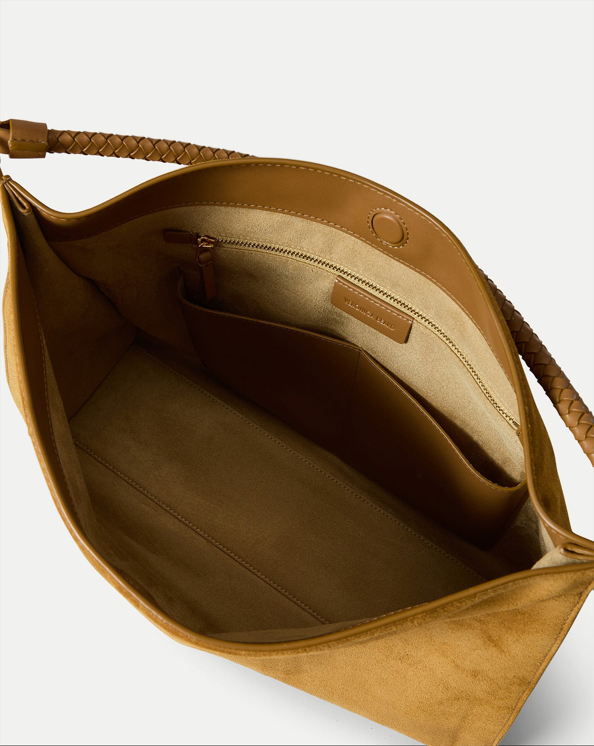 Veronica Beard | Vida Suede Shoulder Bag in Tan Acorn Acorn