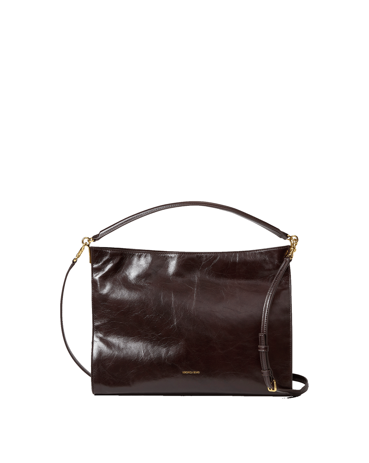 Veronica Beard | Vida Leather Shoulder Bag in Dark Brown Raisin Dark Raisin