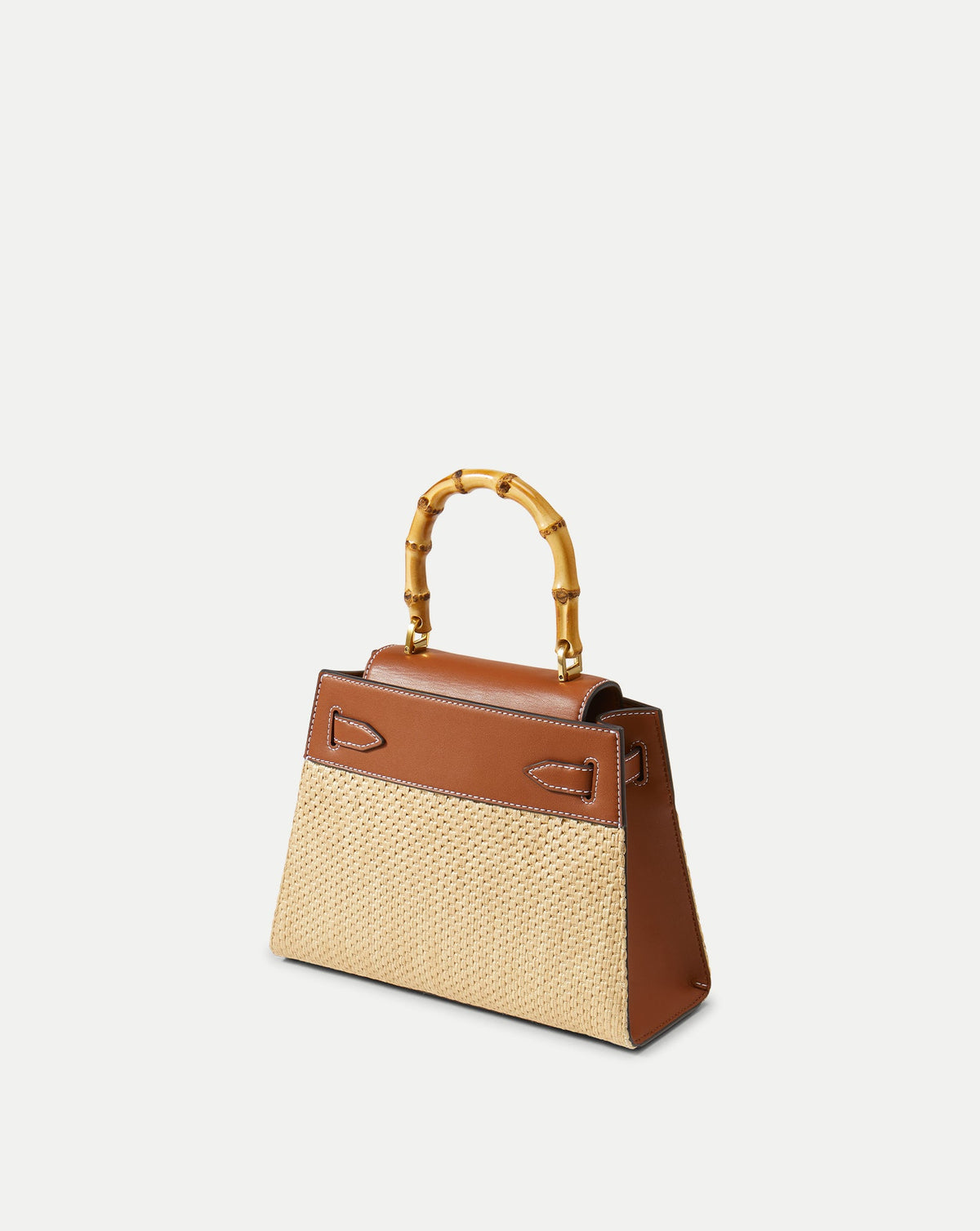 Veronica Beard | Veronica Beard Raffia Dash Top-Handle Bag in Tan Leather Hazelwood/Natural Hazelwood/Natural