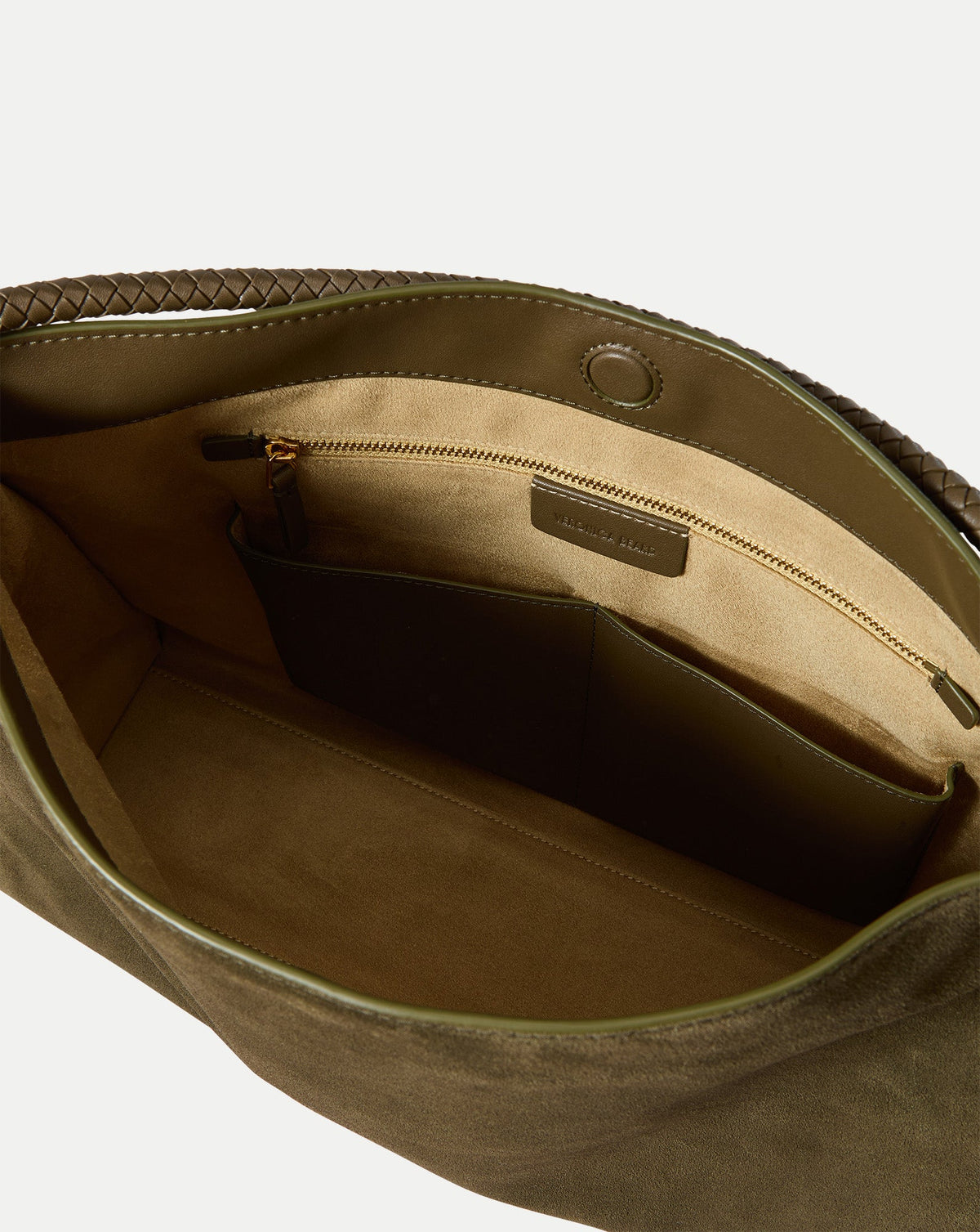 Veronica Beard | Vida Suede Shoulder Bag in Dark Green Cypress Cypress