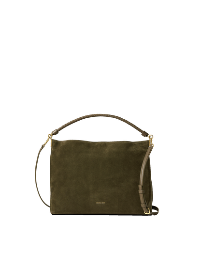Veronica Beard | Vida Suede Shoulder Bag in Dark Green Cypress Cypress