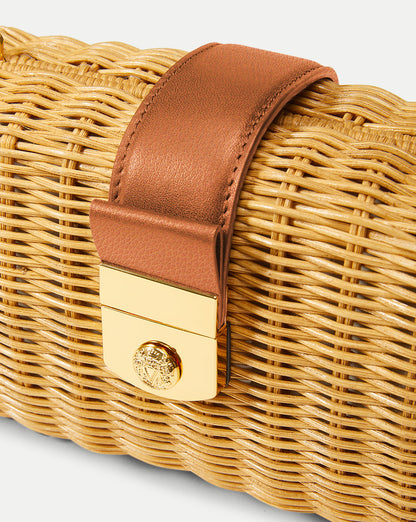 Veronica Beard | Veronica Beard Lock Box Clutch in Natural Wicker/Hazelwood Natural Wicker/Hazelwood
