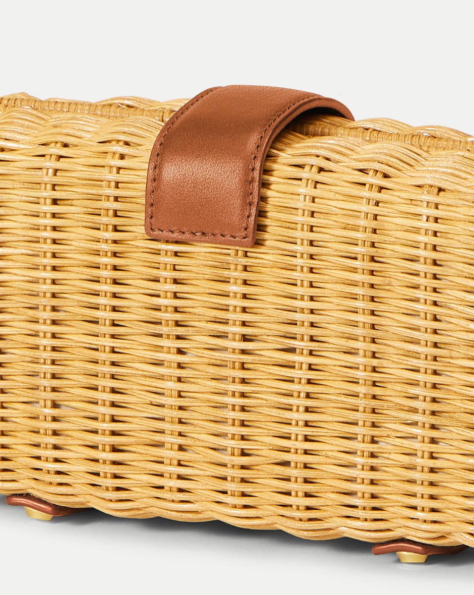 Veronica Beard | Veronica Beard Lock Box Clutch in Natural Wicker/Hazelwood Natural Wicker/Hazelwood
