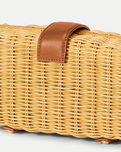 Veronica Beard | Veronica Beard Lock Box Clutch in Natural Wicker/Hazelwood Natural Wicker/Hazelwood