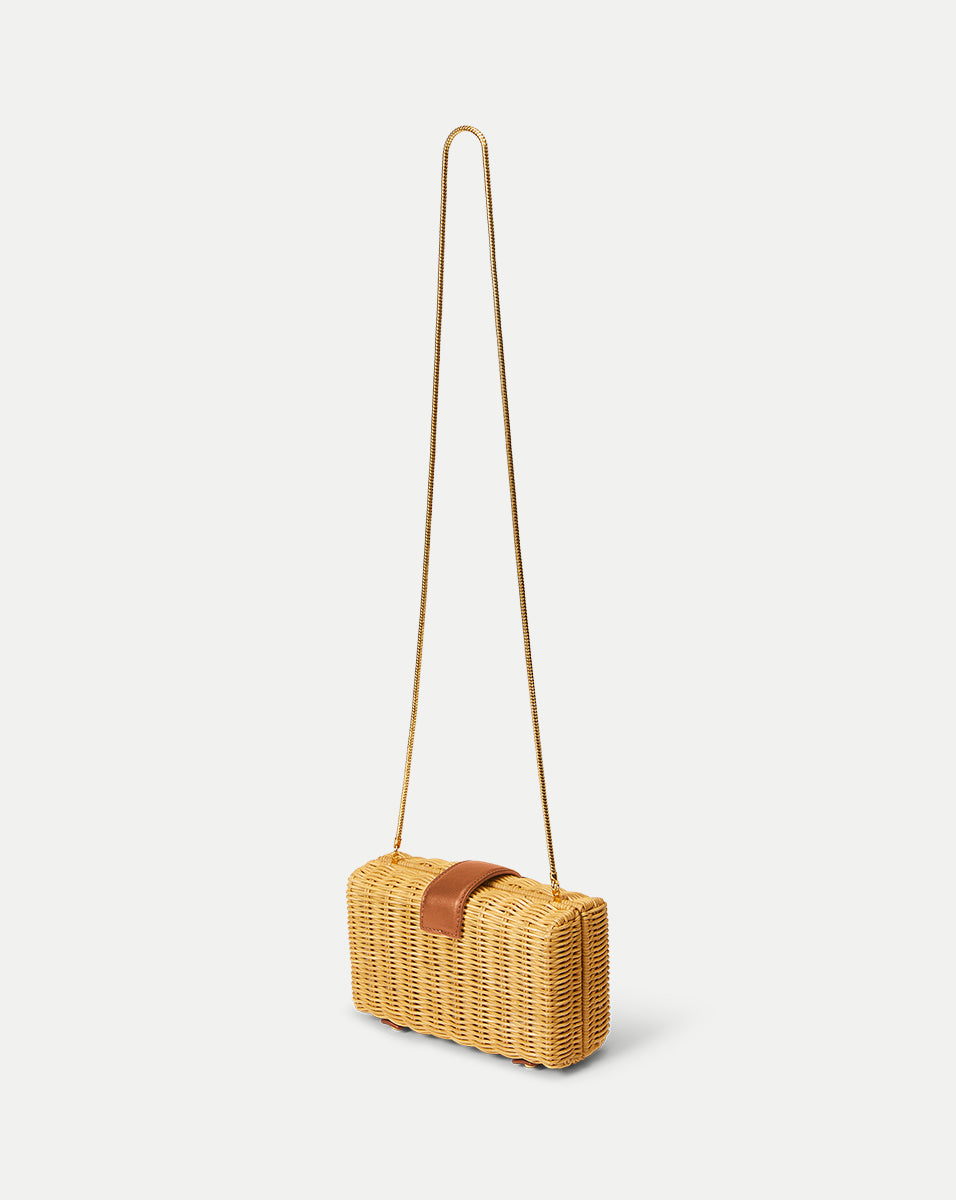 Veronica Beard | Veronica Beard Lock Box Clutch in Natural Wicker/Hazelwood Natural Wicker/Hazelwood