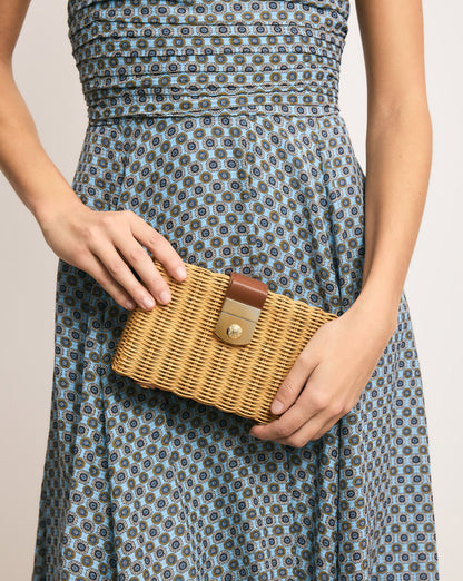 Veronica Beard | Veronica Beard Lock Box Clutch in Natural Wicker/Hazelwood Natural Wicker/Hazelwood