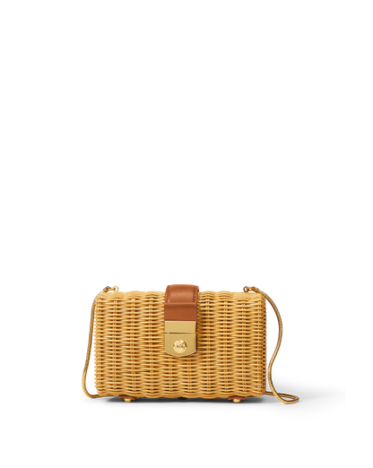 Veronica Beard | Veronica Beard Lock Box Clutch in Natural Wicker/Hazelwood Natural Wicker/Hazelwood