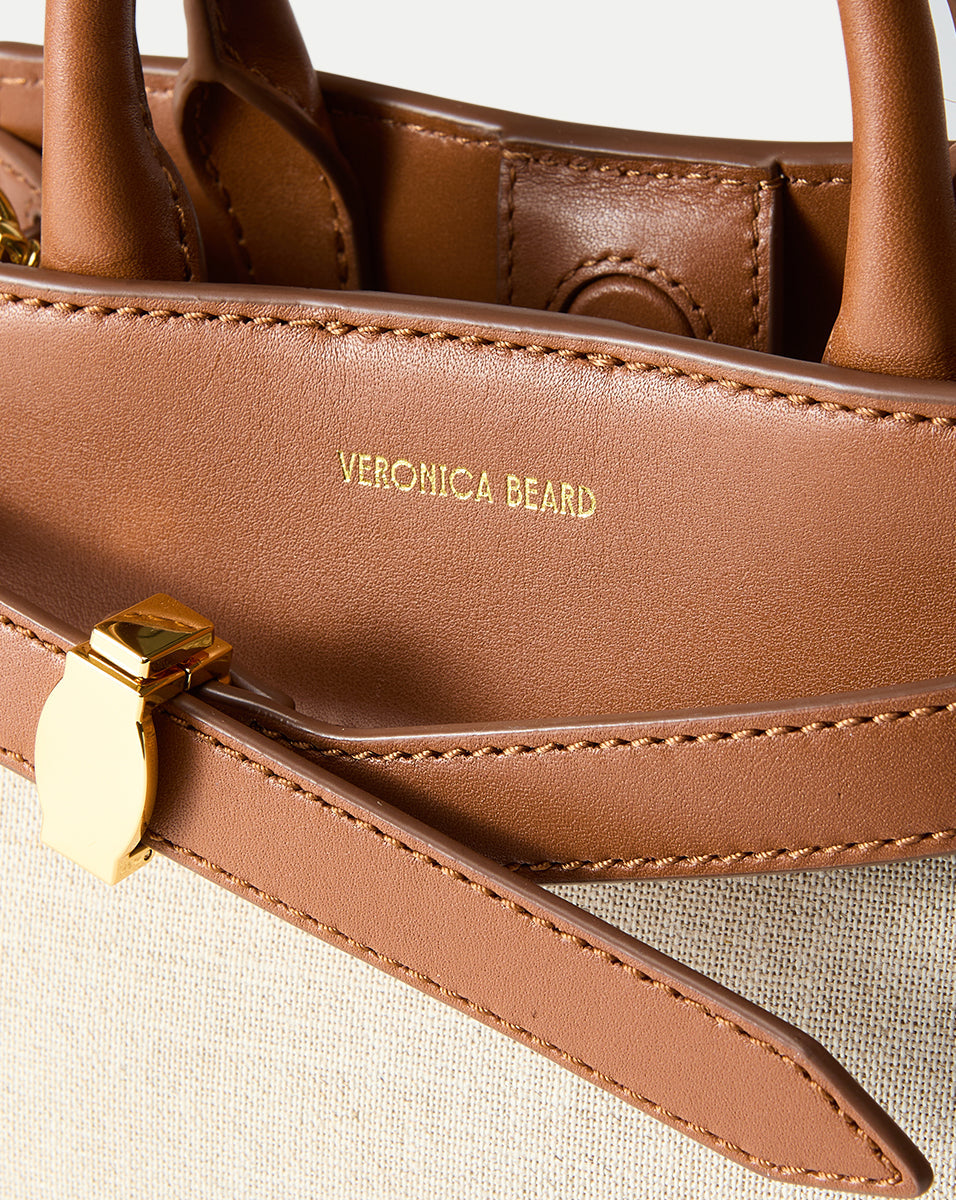Veronica Beard | Veronica Beard Canvas Dash Bag in Linen & Tan Natural Linen/Hazelwood