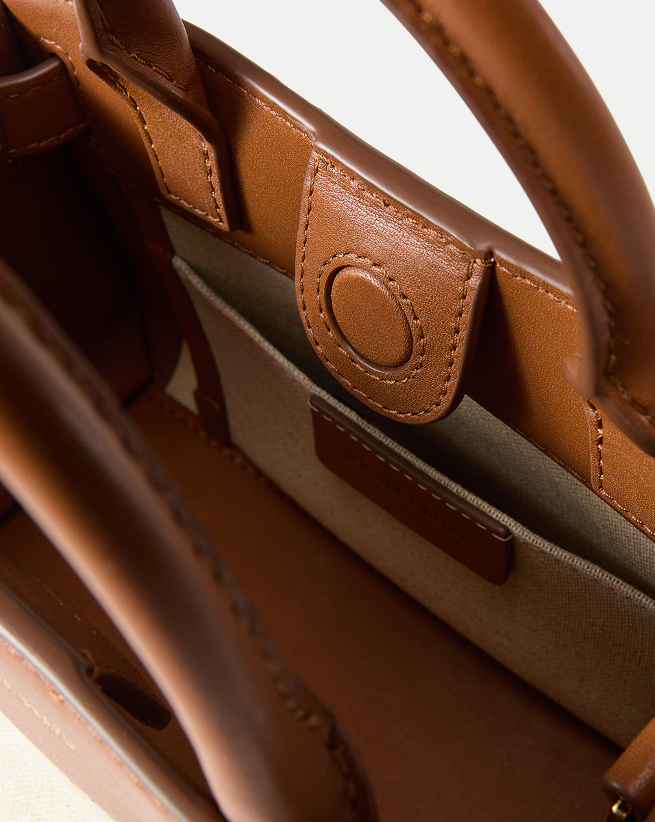 Veronica Beard | Veronica Beard Canvas Dash Bag in Linen & Tan Natural Linen/Hazelwood