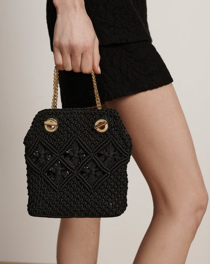 Veronica Beard | Small Veronica Beard Macramé Slouch Bag in Black Black