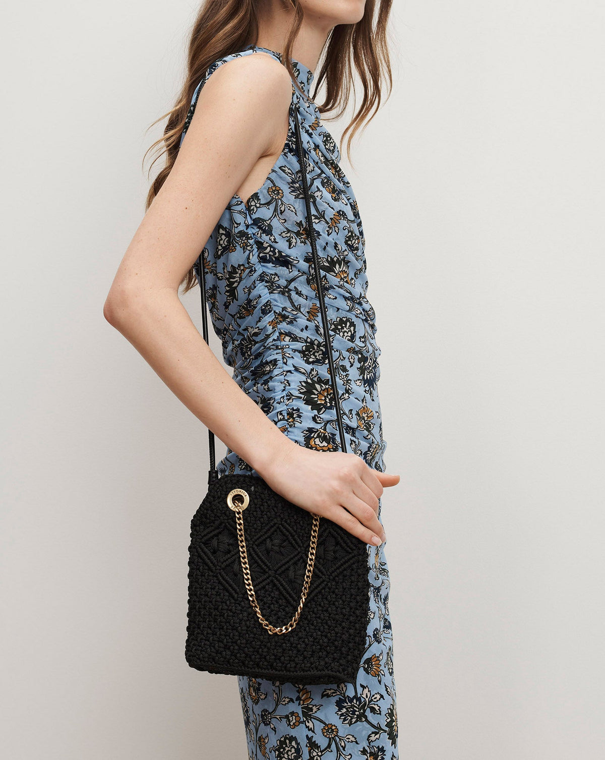 Veronica Beard | Small Veronica Beard Macramé Slouch Bag in Black Black
