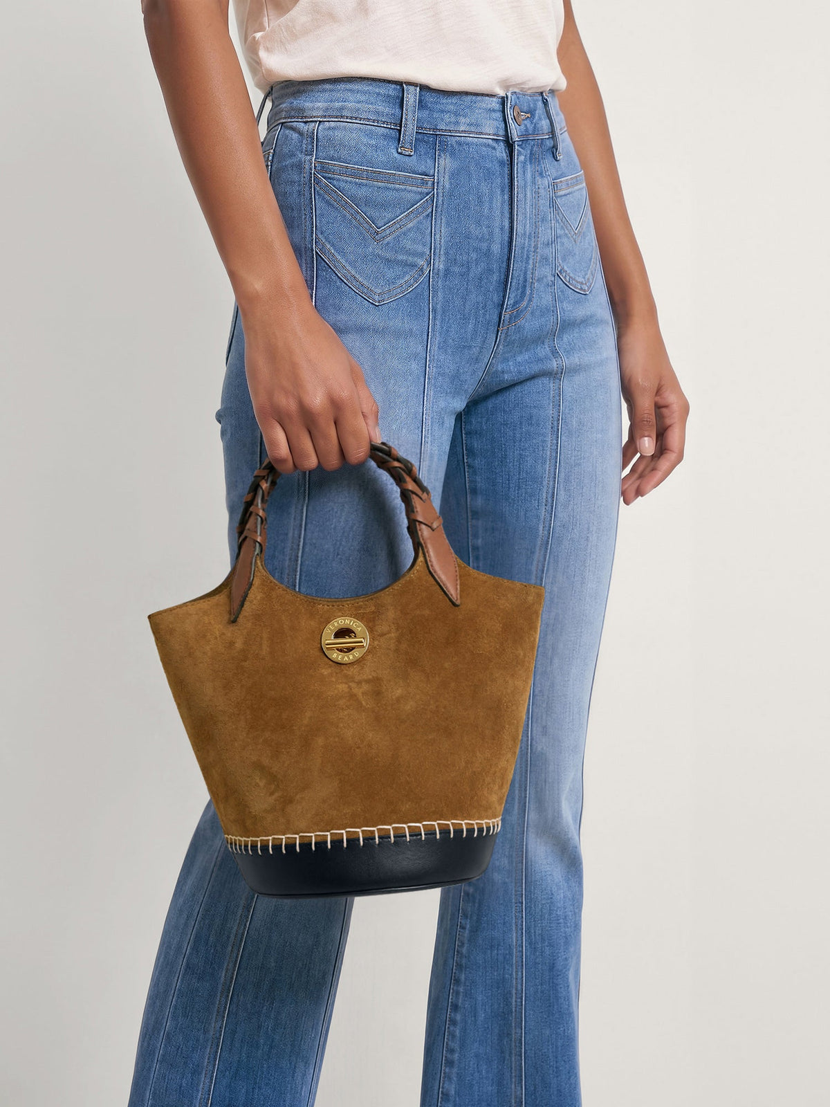 Veronica Beard | Suede Anchor Bag in Acorn Multi Acorn Multi