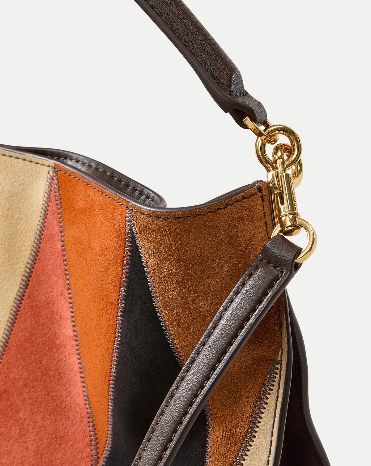 Veronica Beard | Vida Leather Patchwork Shoulder Bag in Espresso Multi Espresso Multi