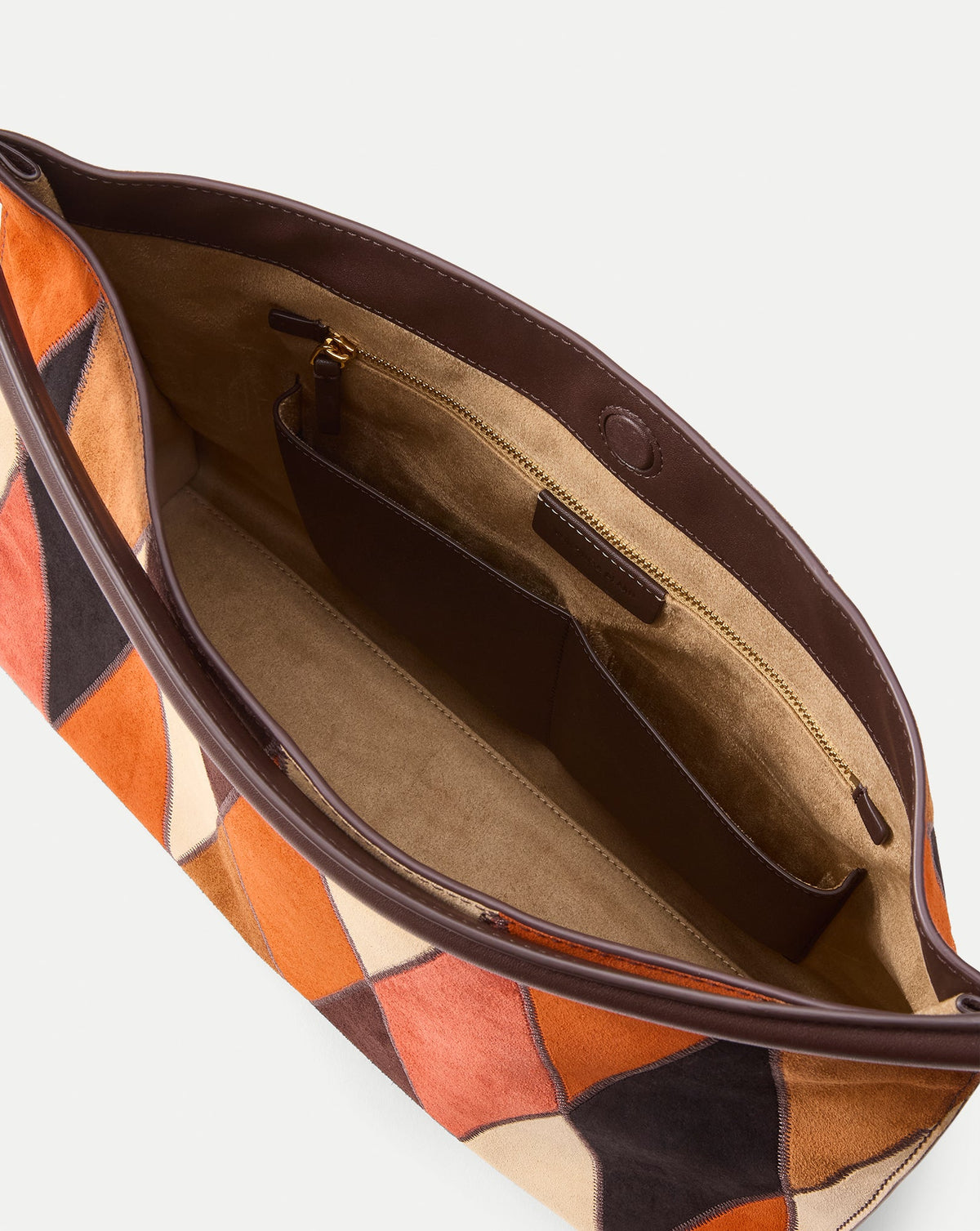 Veronica Beard | Vida Leather Patchwork Shoulder Bag in Espresso Multi Espresso Multi