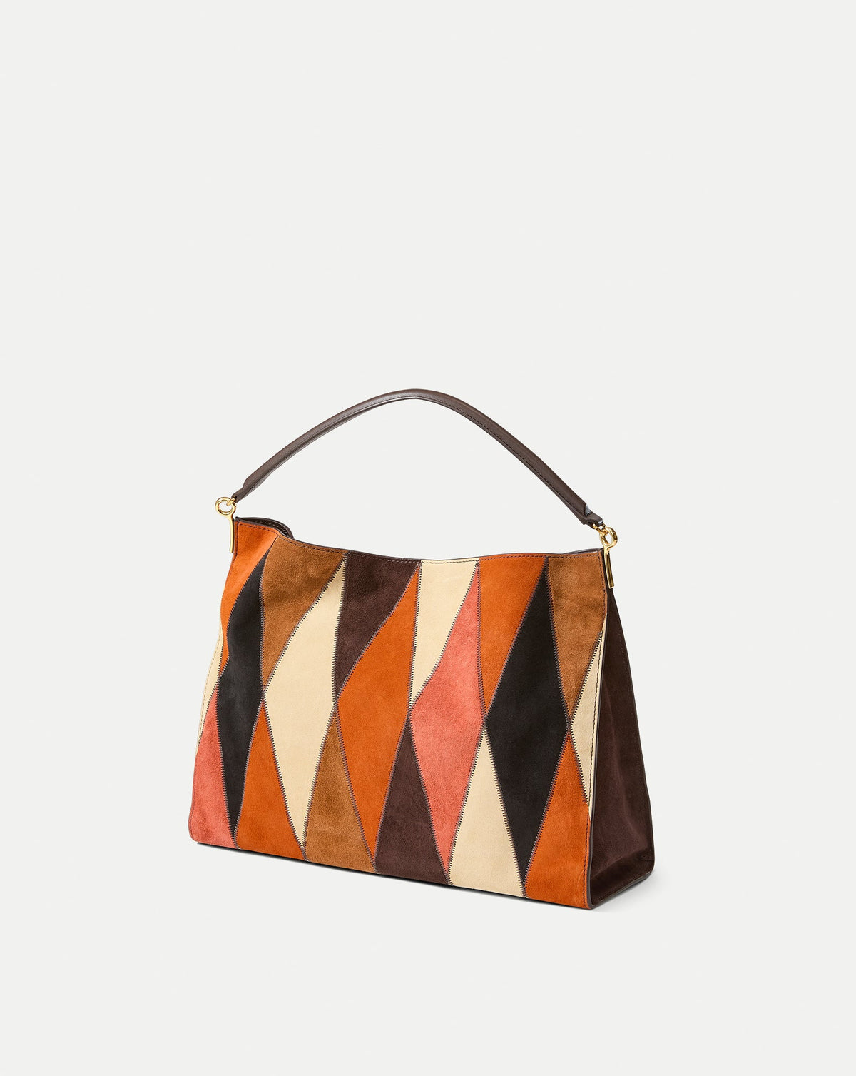 Veronica Beard | Vida Leather Patchwork Shoulder Bag in Espresso Multi Espresso Multi