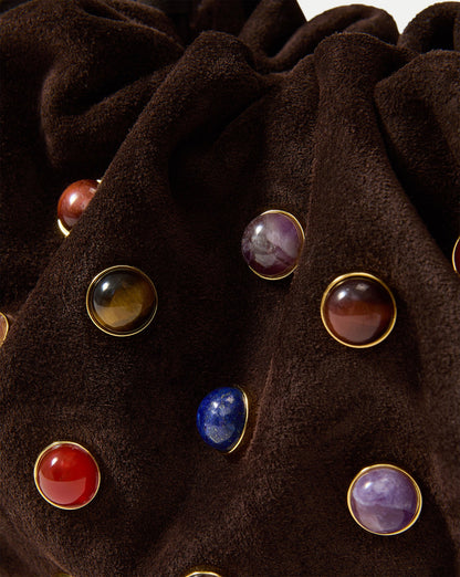 Veronica Beard | Small Embellished Veronica Beard Stash Bag in Brown Espresso