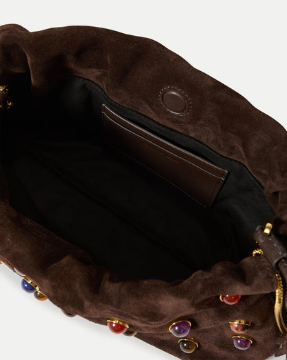 Veronica Beard | Small Embellished Veronica Beard Stash Bag in Brown Espresso