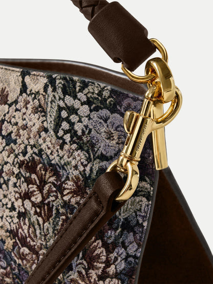 Veronica Beard | Brocade Vida Shoulder Bag in Floral Tapestry Print Dark Eggplant Multi Dark Eggplant Multi