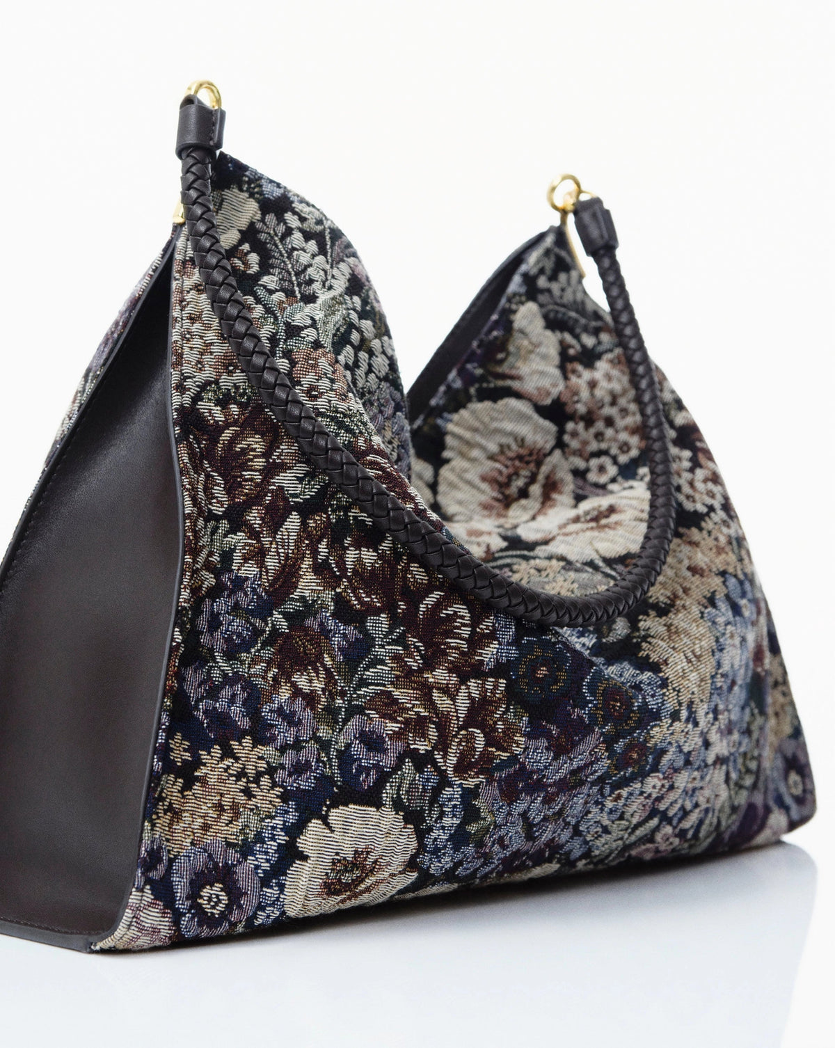 Veronica Beard | Brocade Vida Shoulder Bag in Floral Tapestry Print Dark Eggplant Multi Dark Eggplant Multi