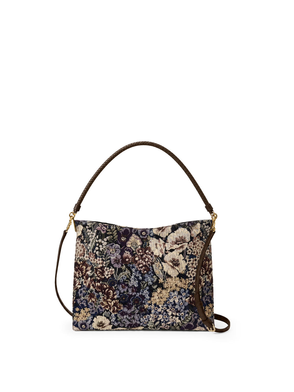 Veronica Beard | Brocade Vida Shoulder Bag in Floral Tapestry Print Dark Eggplant Multi Dark Eggplant Multi