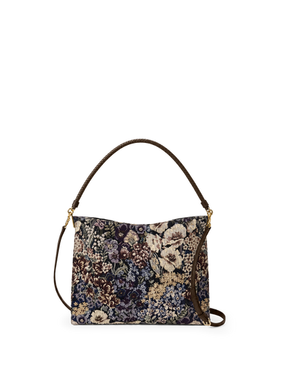 Veronica Beard | Brocade Vida Shoulder Bag in Floral Tapestry Print Dark Eggplant Multi Dark Eggplant Multi