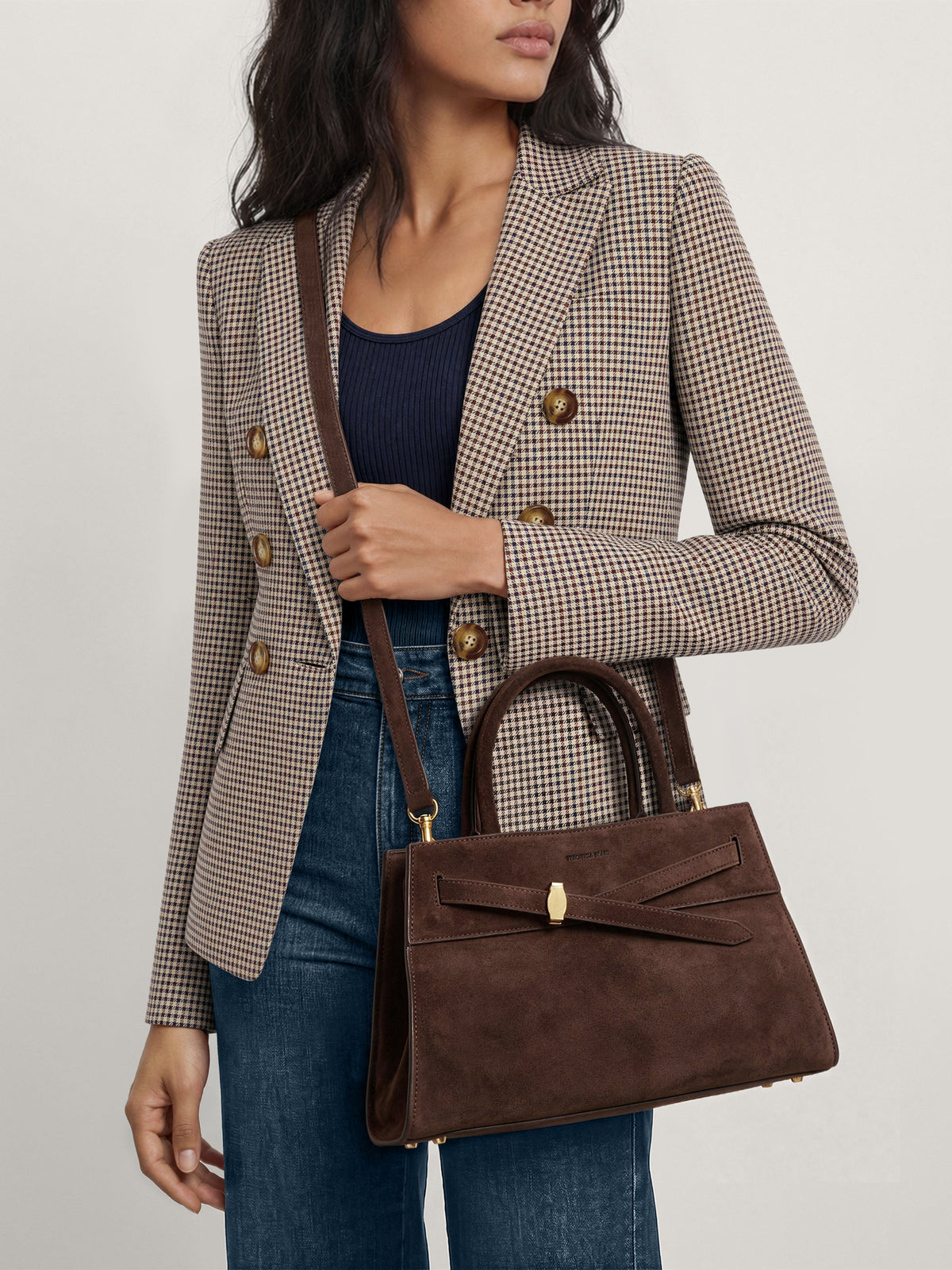 Veronica Beard | Veronica Beard Suede Dash Bag in Espresso Dark Brown Espresso