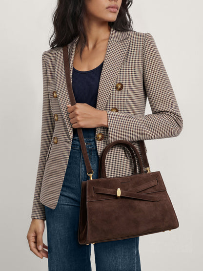 Veronica Beard | Veronica Beard Suede Dash Bag in Espresso Dark Brown Espresso