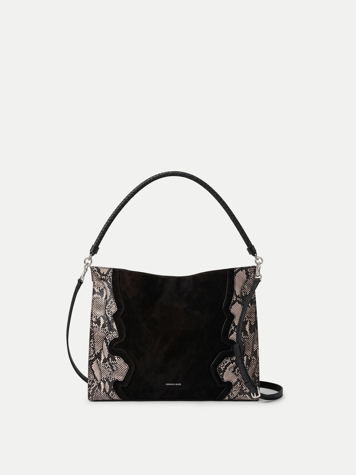 Veronica Beard | Vida Shoulder Bag in Black Suede Multi Black Multi