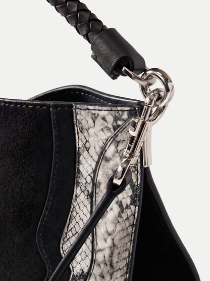 Veronica Beard | Vida Shoulder Bag in Black Suede Multi Black Multi