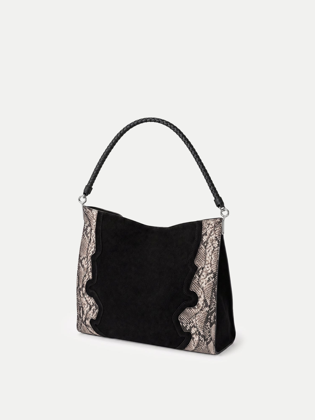 Veronica Beard | Vida Shoulder Bag in Black Suede Multi Black Multi