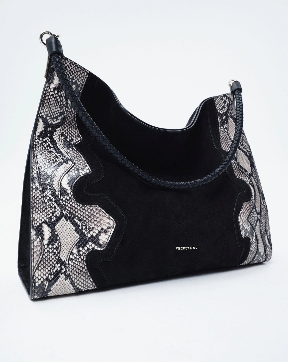 Veronica Beard | Vida Shoulder Bag in Black Suede Multi Black Multi