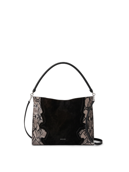 Veronica Beard | Vida Shoulder Bag in Black Suede Multi Black Multi