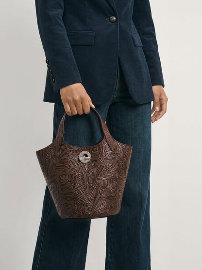 Veronica Beard | Embossed Anchor Bag in Chocolate Chocolate