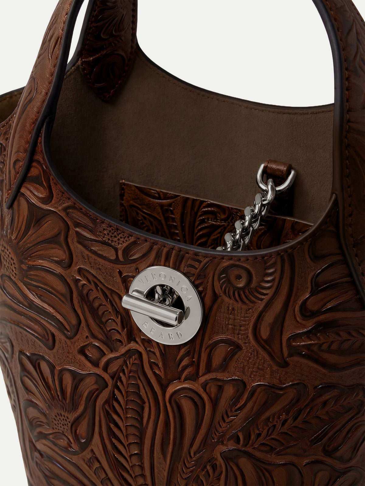 Veronica Beard | Embossed Anchor Bag in Chocolate Chocolate