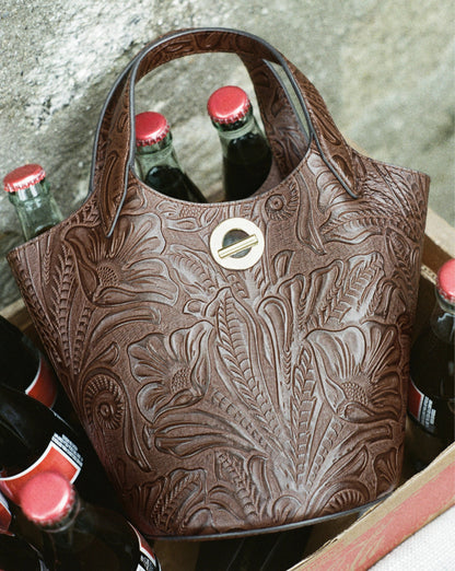 Veronica Beard | Embossed Anchor Bag in Chocolate Chocolate