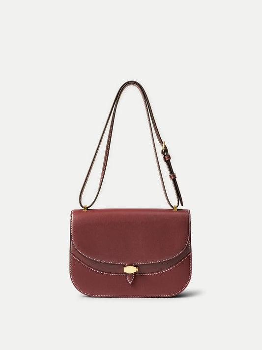 Veronica Beard | Dash Saddle Bag in Burgundy Leather Burgundy