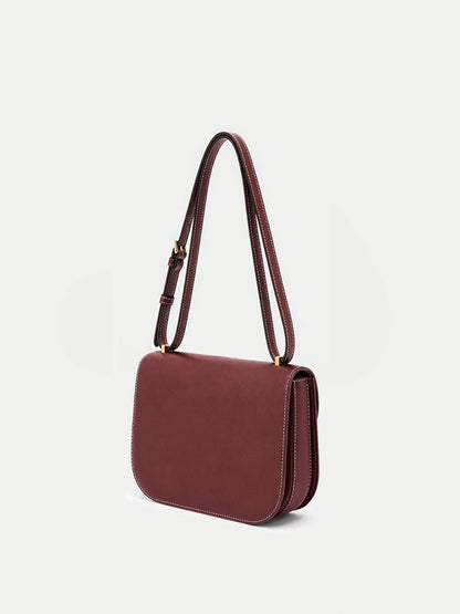 Veronica Beard | Dash Saddle Bag in Burgundy Leather Burgundy