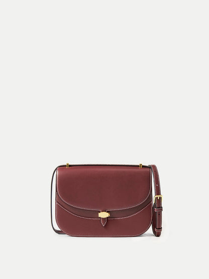 Veronica Beard | Dash Saddle Bag in Burgundy Leather Burgundy