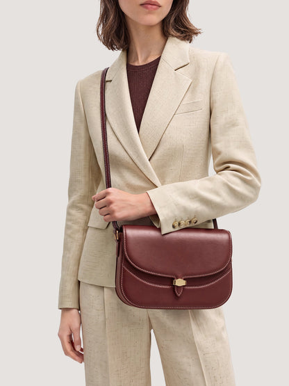Veronica Beard | Dash Saddle Bag in Burgundy Leather Burgundy